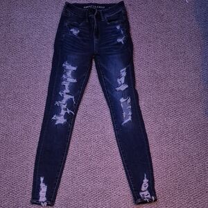 American Eagle Outfitters Women's Dark Distressed Skinny Jeans